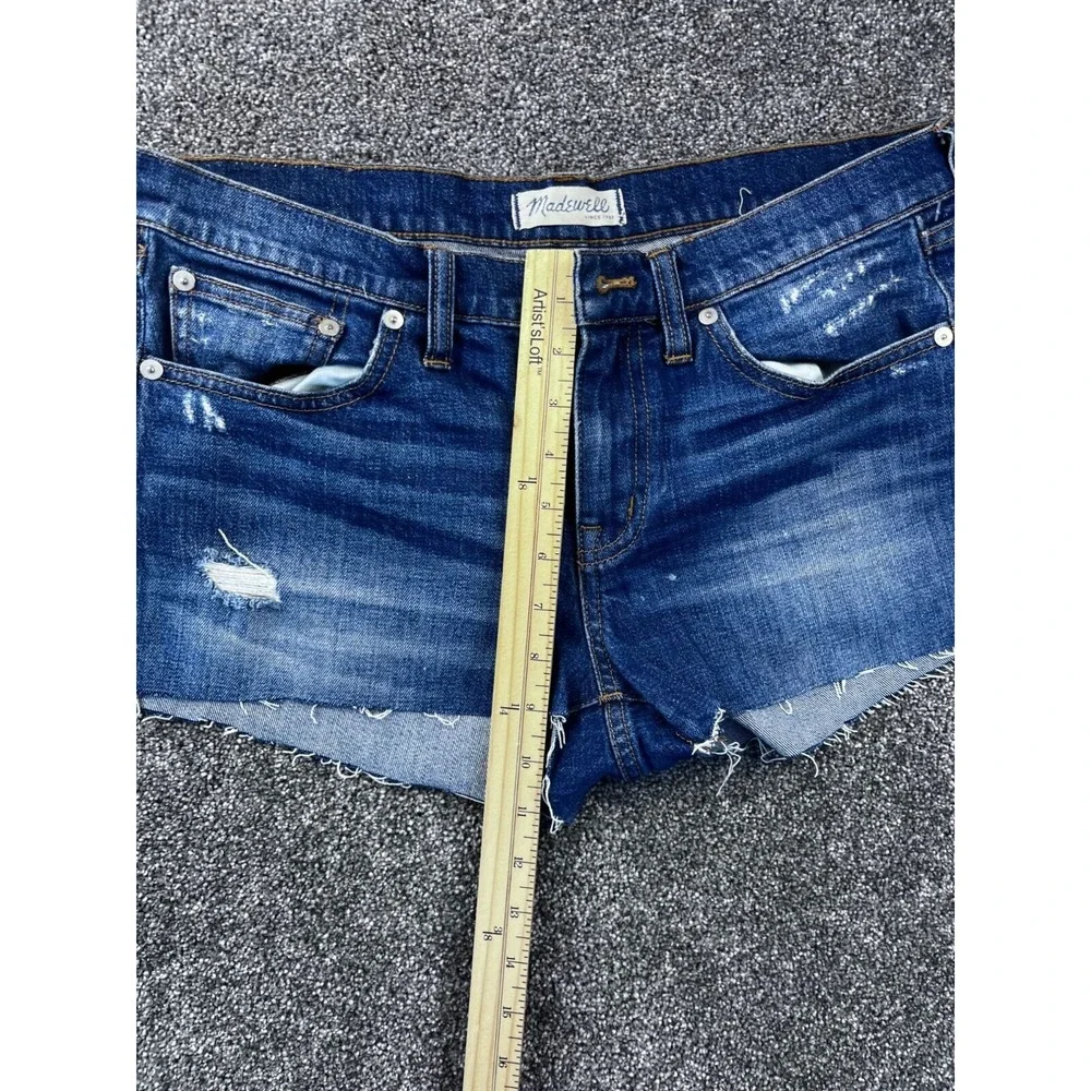 Madewell Womens Slim Boyjean Denim Cutoff‎ Shorts Size 28 Distressed Frayed Hem